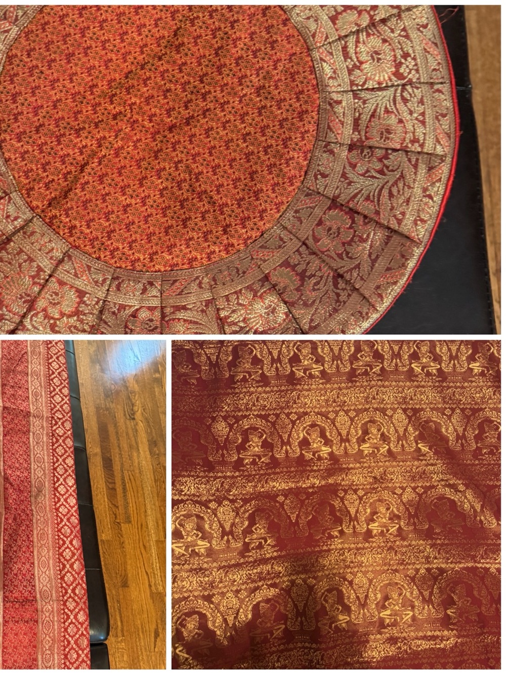 3-Piece Red Brocade Home Décor Set – Daybed Throw,Table Runner & Centerpiece Mat